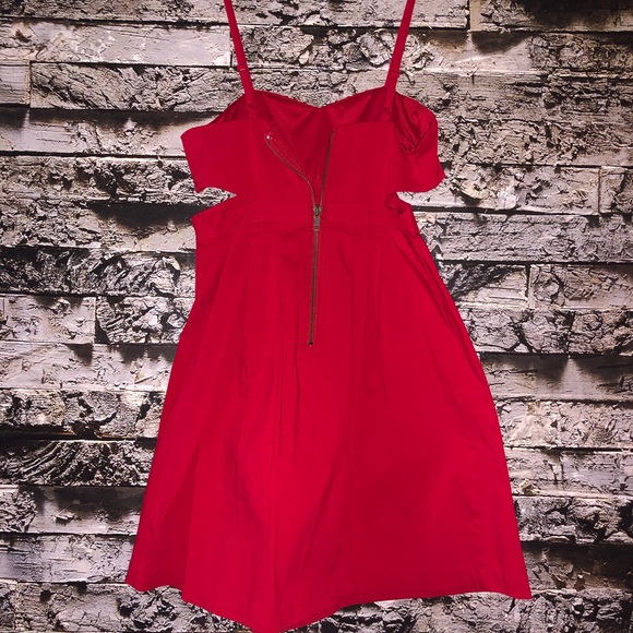 Red Cutout Skater Dress - Picture 2 of 4